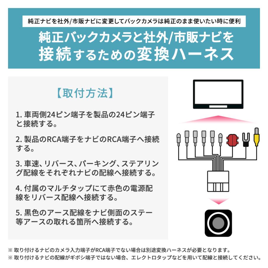 トヨタ ダイハツ スバル バックカメラ 変換 ハーネス 24ピン 社外ナビ 市販ナビ へ ステアリング 24P tom607
