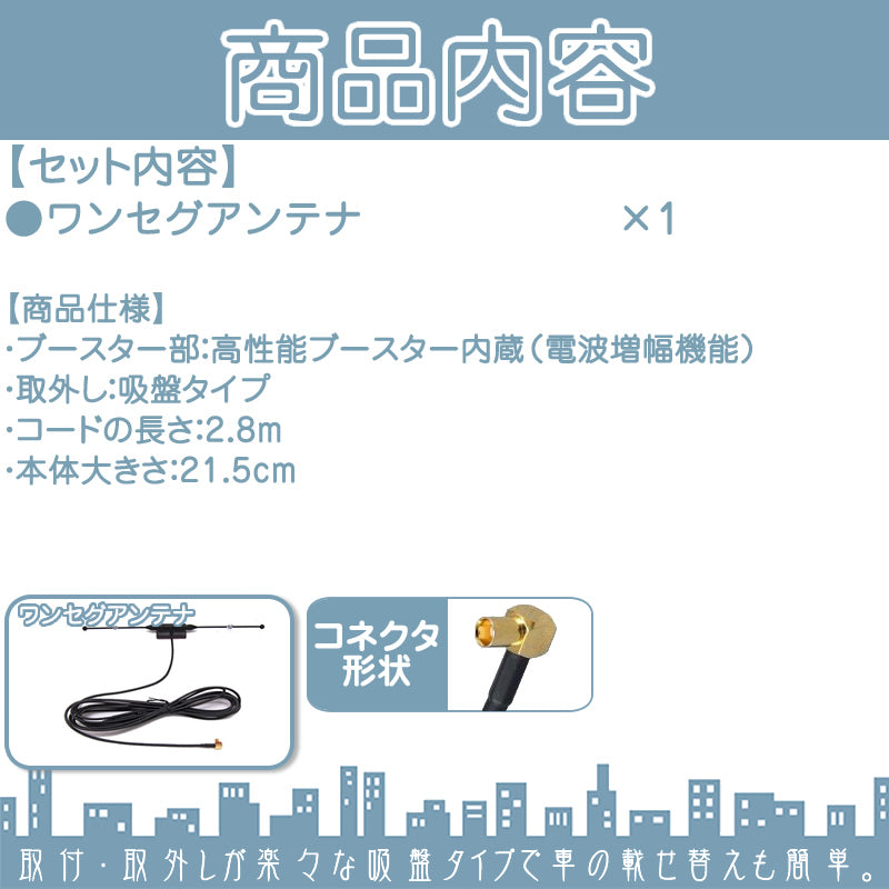 ワンセグアンテナ パナソニック サンヨー ゴリラ&ミニゴリラ ポータブルナビ 高感度 吸盤取付 CA-PDTNF26D NVP-DTNF25 NVP-DTNF26 代用品 TVアンテナ erw004