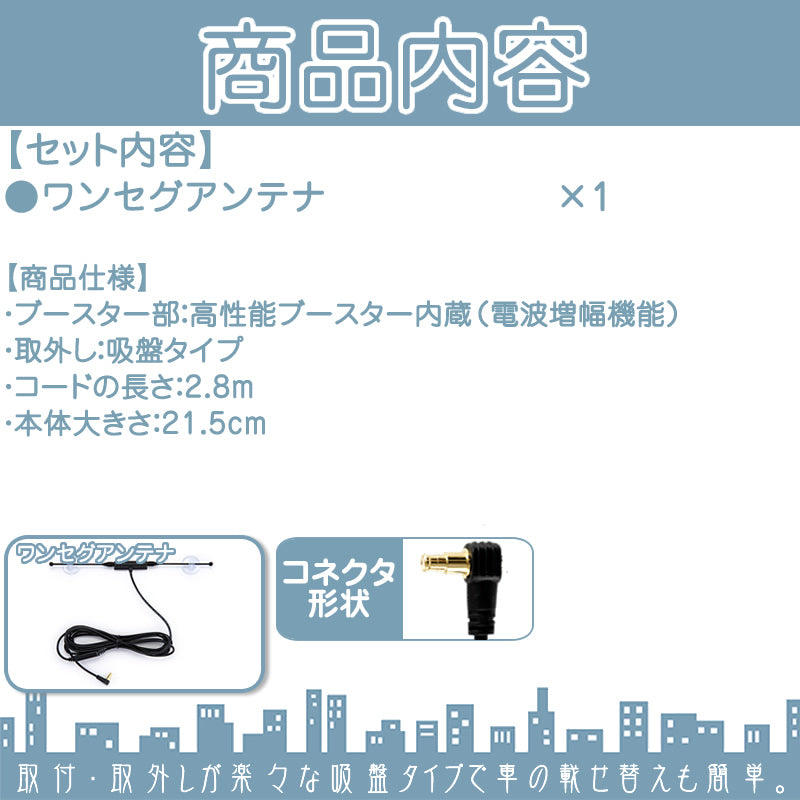 ワンセグアンテナ ユピテル YUPITERU イエラ YERA ポータブルナビ 高感度 吸盤取付 OP-A1S 代用品 TVアンテナ erw061