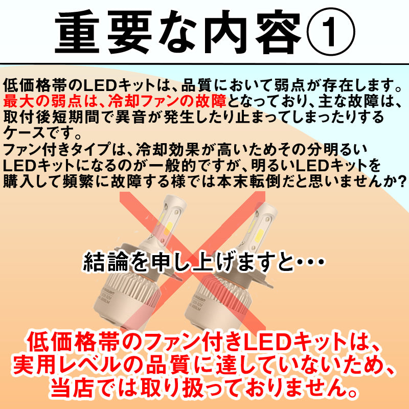 LEDヘッドライト LEDフォグランプ H4 (Hi/Lo) / H8 / H11 / HB3 / HB4 車検対応 4000lm 12V 24V ファンレス mtk1010
