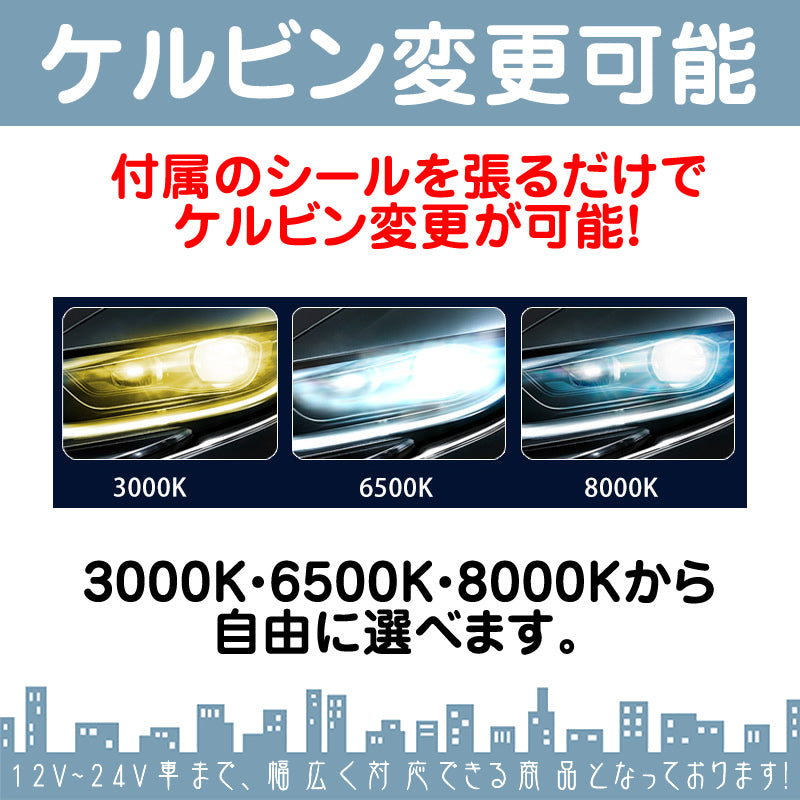 LEDヘッドライト LEDフォグランプ H4 (Hi/Lo) / H8 / H11 / HB3 / HB4 車検対応 6000lm 12V 24V ファンレス ケルビン数変更可 mtk1020
