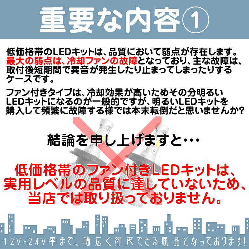 LEDヘッドライト LEDフォグランプ H4 (Hi/Lo) / H8 / H11 / HB3 / HB4 車検対応 6000lm 12V 24V ファンレス ケルビン数変更可 mtk1020