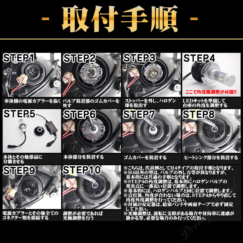 LEDヘッドライト LEDフォグランプ H1 / H3 / H4 (Hi/Lo) / H7 H8 / H11 / HB3 / HB4 車検対応 8000lm 12V 24V ファンレス mtk1030