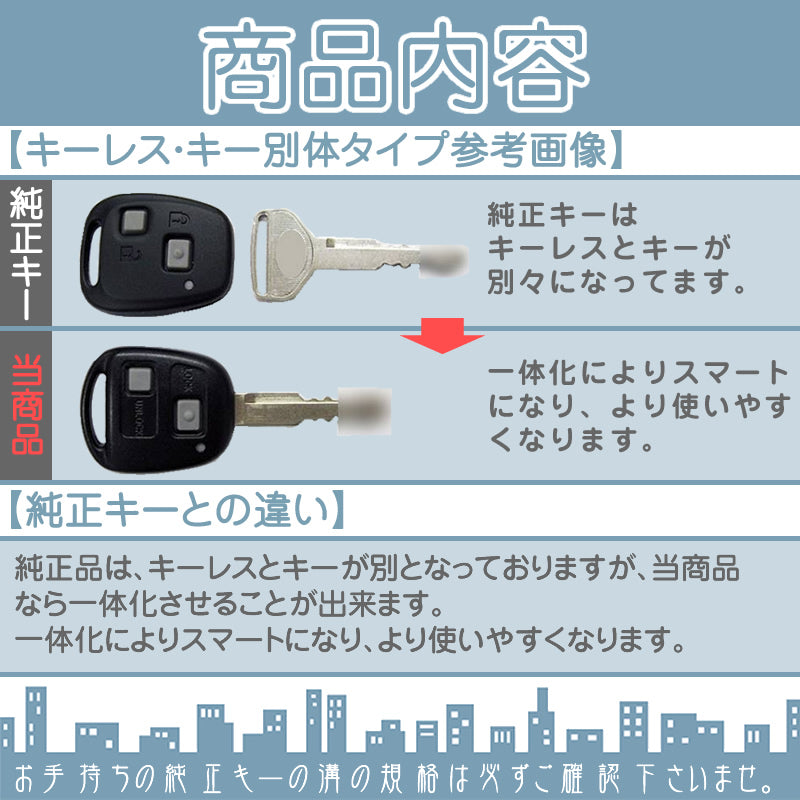 ブランクキー 2ボタン ダイハツ トヨタ スバル 車対応 純正キー互換 キーレス内蔵型 純正キー破損時に! tom065