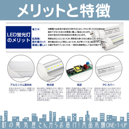 LED 蛍光灯 40W 直管 LEDライト 120cm 昼光色 6000K 2400LM 口金 G13 消費電力18W 省エネ 軽量 長寿命 led-d02