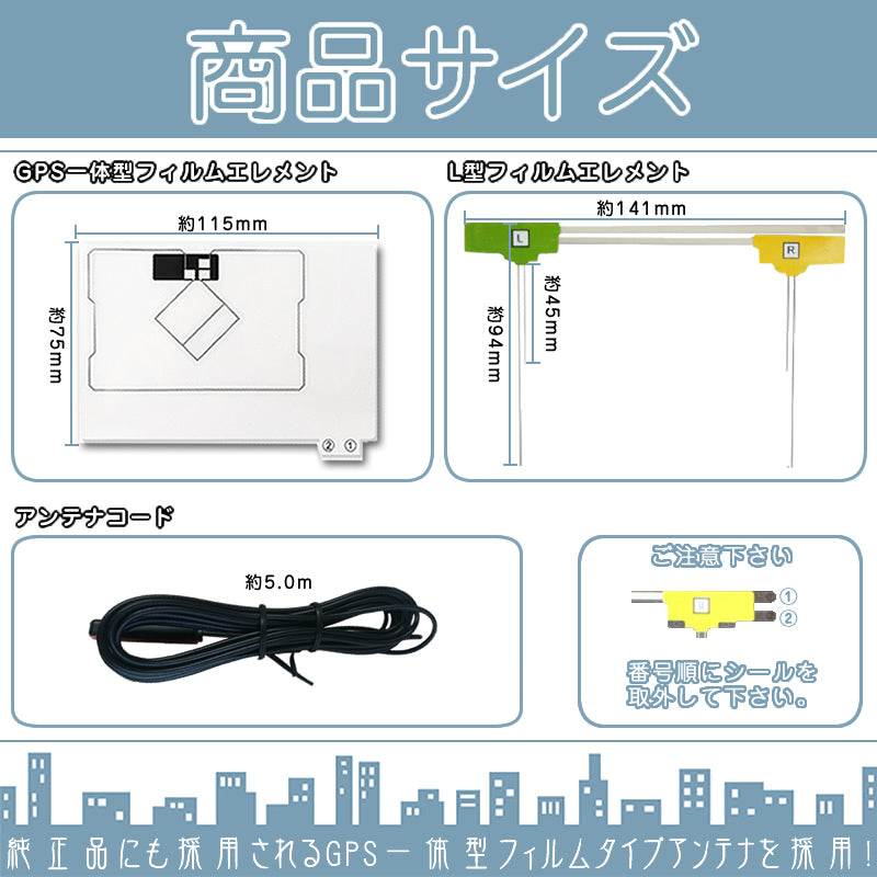 GPS一体型 地デジ フルセグフィルムアンテナ VR1タイプ 4本セット イクリプス ナビ対応 テレビアンテナ カーナビ乗せ変え 中古ナビの部品欠品時 tom032