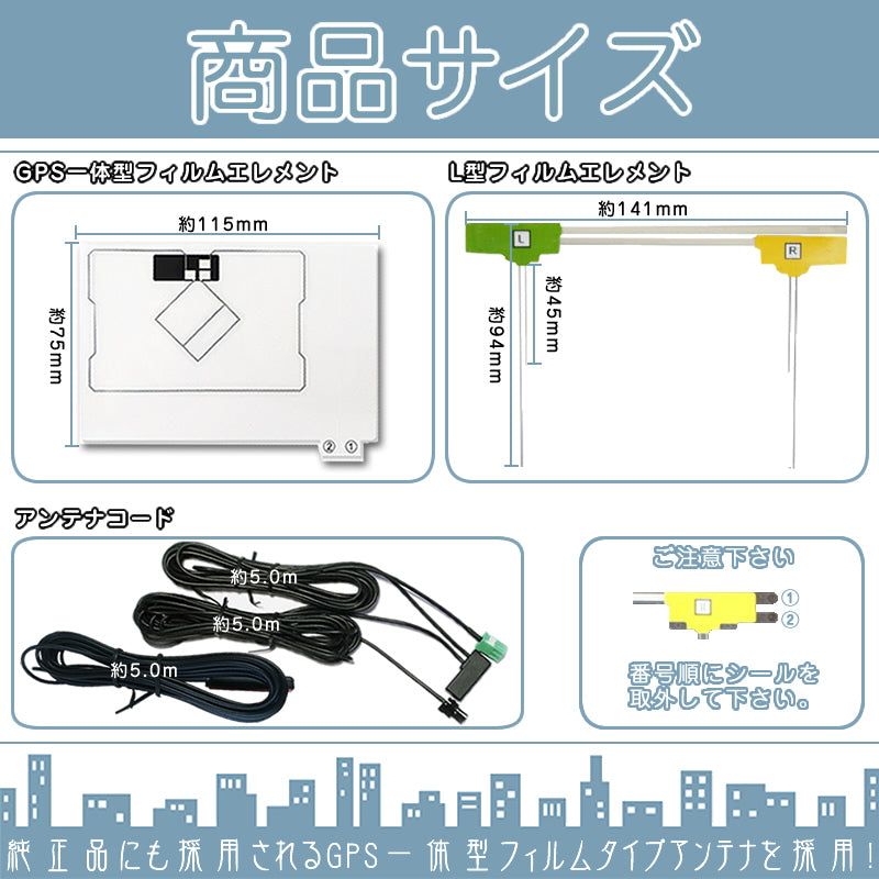 GPS一体型 地デジ フルセグフィルムアンテナ HF201タイプ 4本セット カロッツェリア 三菱 トヨタ ダイハツ ナビ対応 テレビアンテナ カーナビ乗せ変え 中古ナビの部品欠品時 tom036